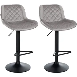 CLP Barhocker 2er Set, Barstuhl Kasson höhenverstellbar und drehbar mit Rückenlehne, modern mit Fußablage und gepolsterter Sitz