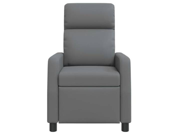 Sessel Recliner Grau aus Kunstleder mit verstellbarer Rückenlehne 115-160 Verstellbarer Winkel der Rückenlehne, Schaumstofffüllung, Metall- und Holzwerkstoffrahmen, leicht zu reinigen