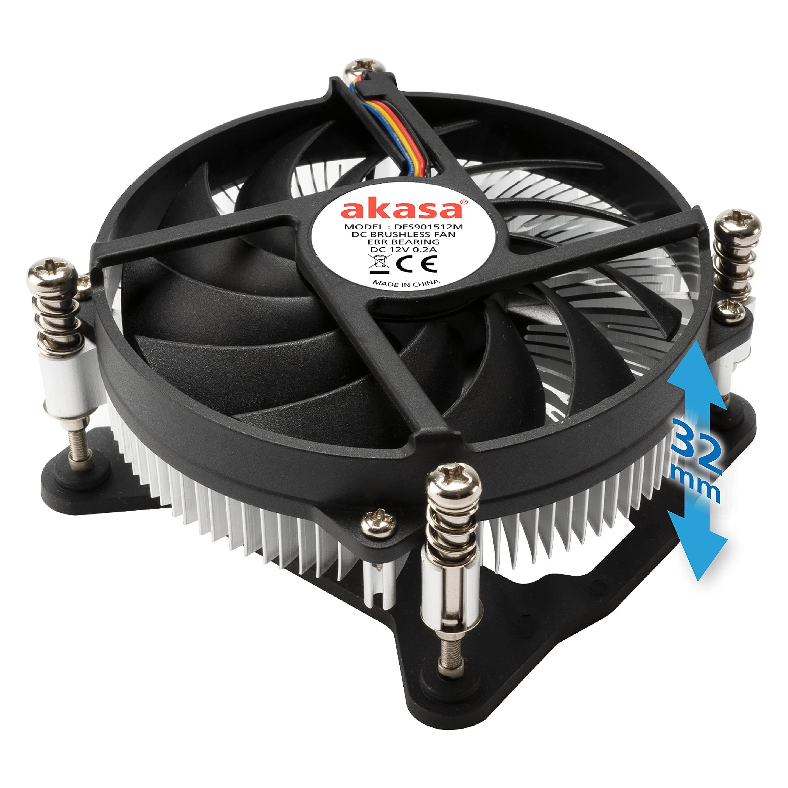 Akasa KS7, Intel LGA 1200/115X low profile CPU cooler, 16mm height, screws and backplate mounting, 3 (AK-CC6309EP01)