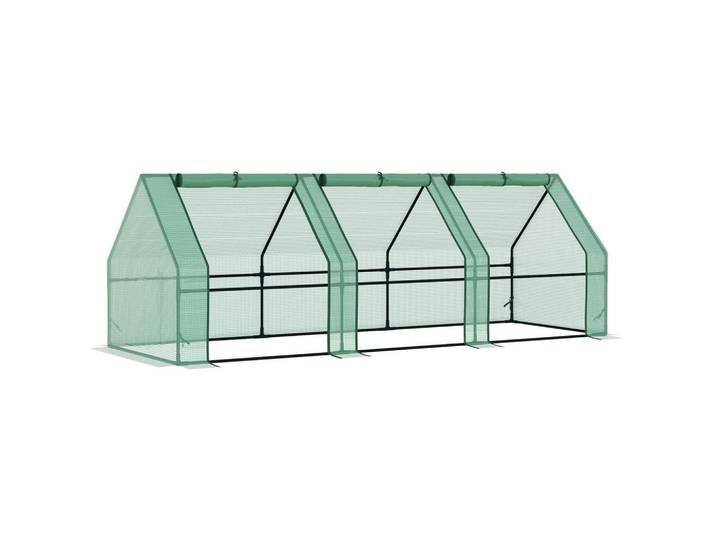Modfu Gewächshaus aus Stahl 270x90x90 cm in Grün mit PE-Folie, Metall, 90x90x270 cm, Gartenzubehör, Gartenhäuser & Gewächshäuser