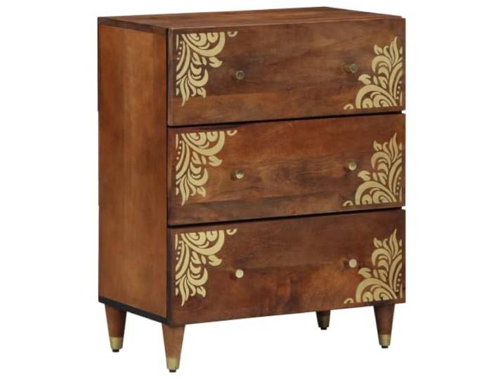 GPWERSDF Sideboard Braun 60 x 33 x 75 cm Massivholz Mango Massivholz Mango, Messing-Akzente, geräumiger Stauraum, schlichtes Design, einfache Pflege