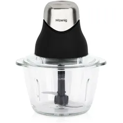 H.Koenig Mini elektrischer Fleischwolf LEO8 Widerstandsfähige Schüssel, Graduierte Glasschüssel 1L, Edelstahlklingen