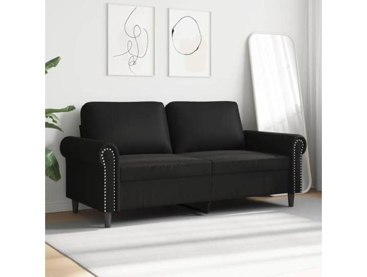 KTHLBRH 2-Sitzer-Sofa, Kunstleder, schwarz, 140 cm Gestell aus robustem Metall, Polsterung aus Schaumstoff, modernes Design, leicht zu reinigen