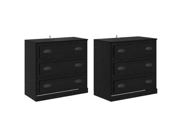 GHVBNMF 2er Set Sideboard Schwarz Eichen-Optik 70x35,5x67,5 cm Vielseitiger Anrichte-Schrank im 2er Pack fuer Schlafzimmer, Flur & Wohnzimmer. Praktische Schublade & Fach.