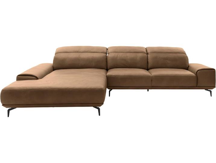 Wohnlandschaft, Long-Life-Leder, Beige, 342×207 cm, Mit Elektrischen Funktionen, Musterring MR 2490