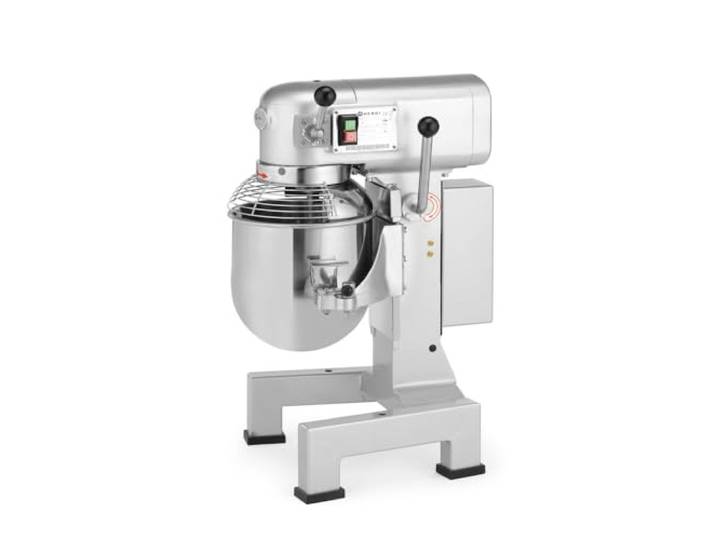 HENDI Planetenrührer, Küchenmaschine, Digitales Bedienfeld, inkl. Schüssel, Schläger, Schneebesen, Teighaken, Eingebaute Sicherheitsabschalter, 10L, 230V, 600W, 380x470x(H)730mm, Gussstahl, Kunststoff