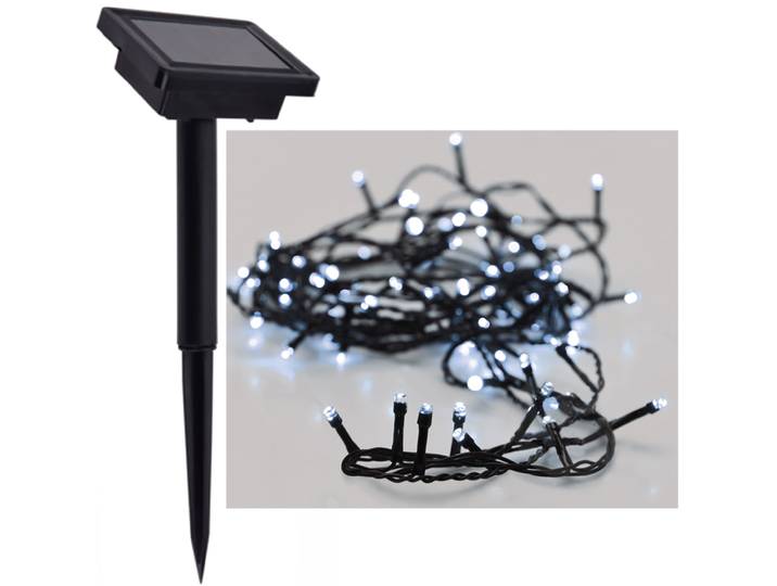 Solar-Lichterkette, kalt-weiss mit 100 LEDs, 1.5m