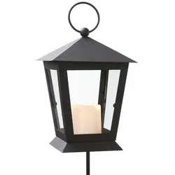 StarTrading LED Laterne mit Kerze Erdspieß flackernd  40cm Timer schwarz