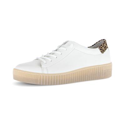 Slip-On Sneaker GABOR, Damen, Gr. 38, weiß, Glattleder, Schuhe, Freizeitschuh, Halbschuh, Slipper mit Kontrastbesatz an der Ferse