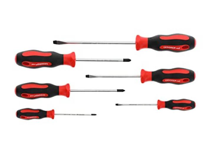 GEDORE red Assortiment de 6 tournevis\, Jeu de tournevis à fente/cruciformes\, Manche à 2 composants\, Outil\, R38002006