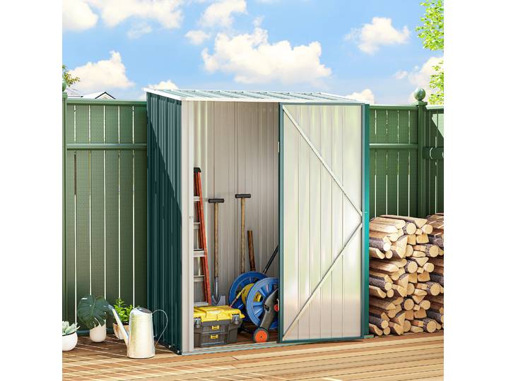 Outsunny Abri de Jardin Acier Vert 161.5x94.5x196cm Loquet