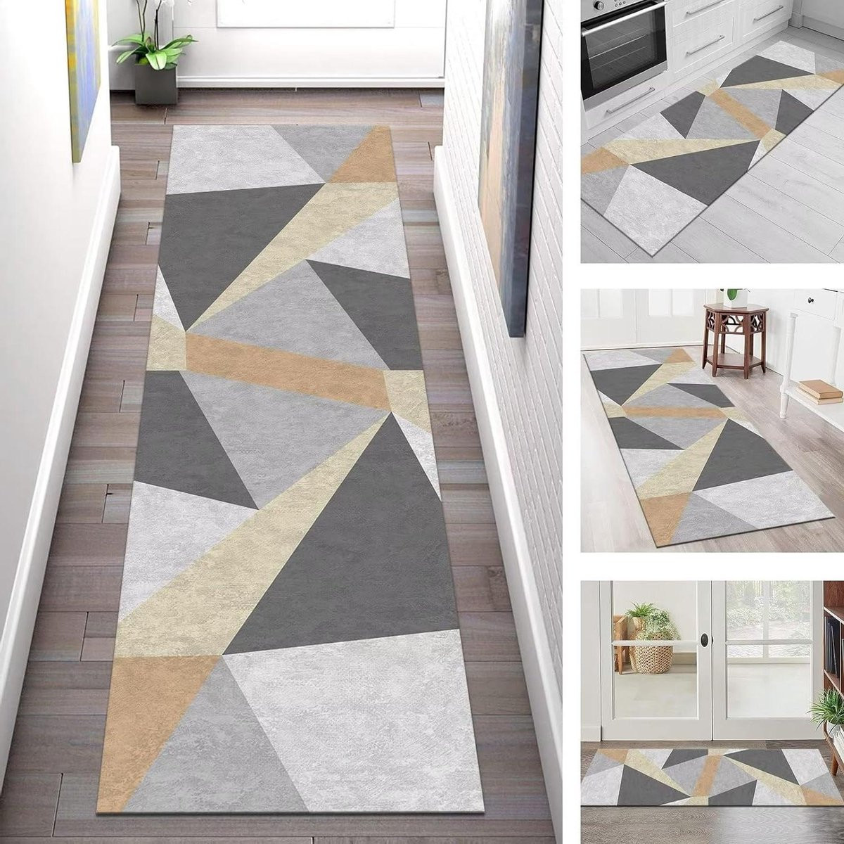 Karpet Runner Keuken Runner Kleed Grijs Bruin met Antislip Achterkant B/D: 50 x 350 cm