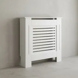 KADIMA DESIGN Moderne Heizkörperverkleidung mit Lamellenoptik aus wärmebeständigem MDF, Weiß