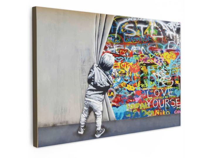 LEINWANDBILD Graffiti - Junge - Ilussie - Straßenkunst Gemälde 60x40 cm