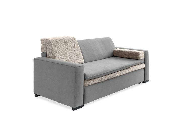 Canapé convertible, tissu anti-tâche, gris/beige