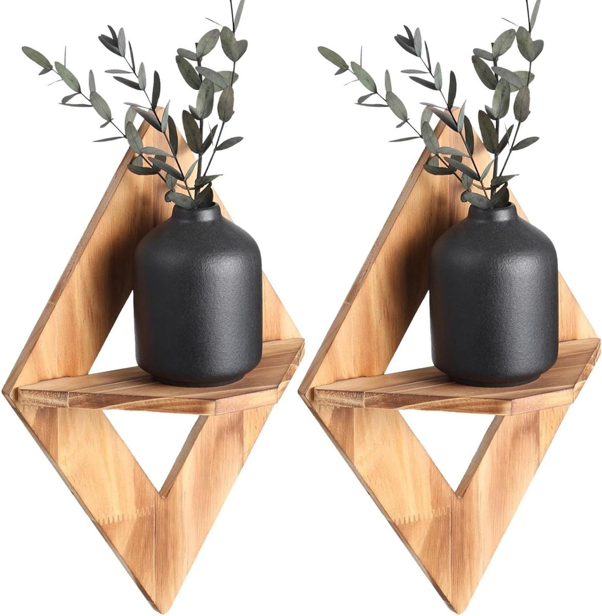 Set van 2 decoratieve houten wandplanken in ruitvorm - Houtskleur