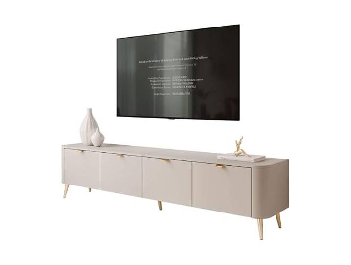 Lookway TV-Schrank Celeste 200 cm mit Beleuchtung (mit goldenen Griffen und Füßen)