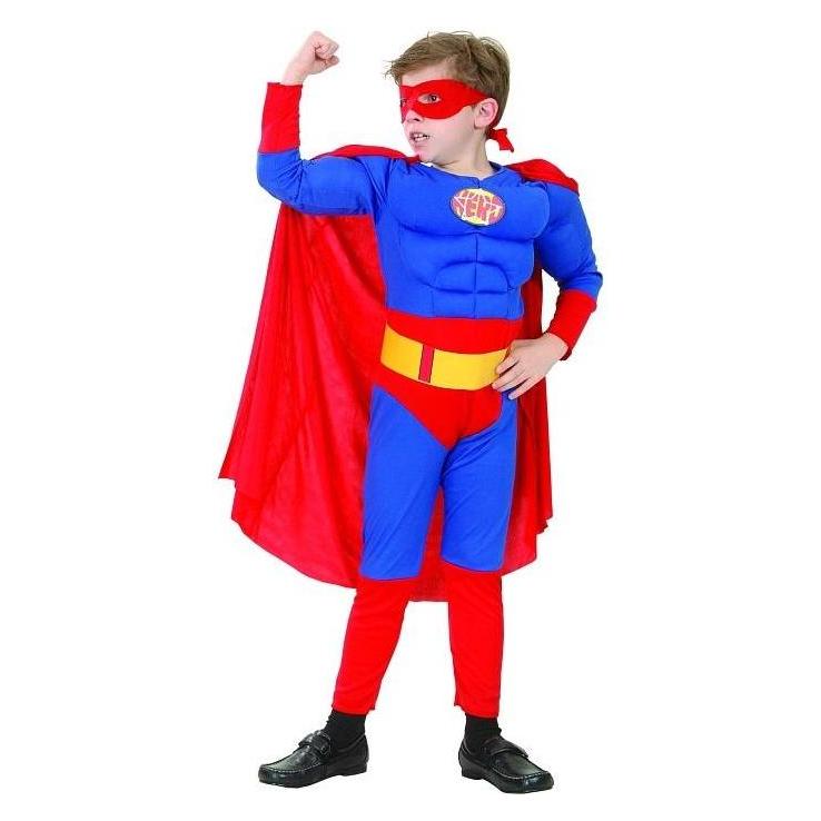 GoDan Superheldenkostüm mit Muskeln, Grösse 110/120 cm (110, 116, 122) (54626982)