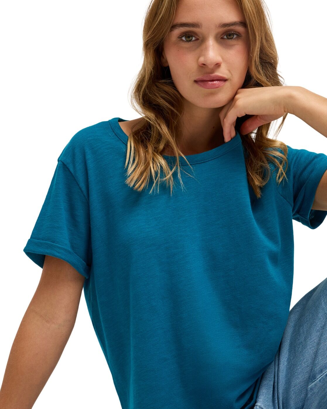T-Shirt ROXY "Oceanwave Regular Emby", Damen, Gr. S, blau (corsair), Obermaterial: 60% Baumwolle, 40% Polyester., Shirts T-Shirt corsair S