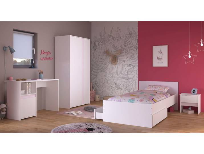 Jugendzimmer-Set PARISOT Pirouette , weiss (weiß), B/H: 90cm x 200cm, Holzwerkstoff, Schlafzimmermöbel-Sets, Jugendzimmer-Set
