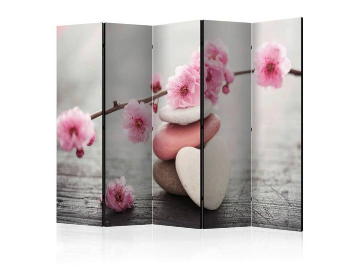 artgeist Paravent akustisch, Pink, Perlmutt, Holz, Kunststoff, Kiefer, massiv, Blume, 225x172x3 cm, Motiv auf Vorder- und Rückseite, Akustikschaumstoff, Wohnzimmer, Raumteiler, Paravents