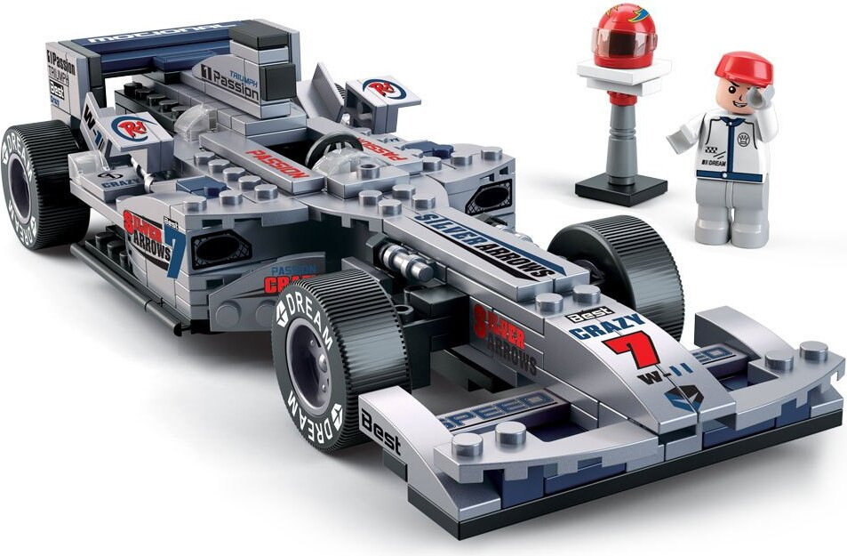 Sluban Bouwstenen Set Raceauto Zilver Racing Team