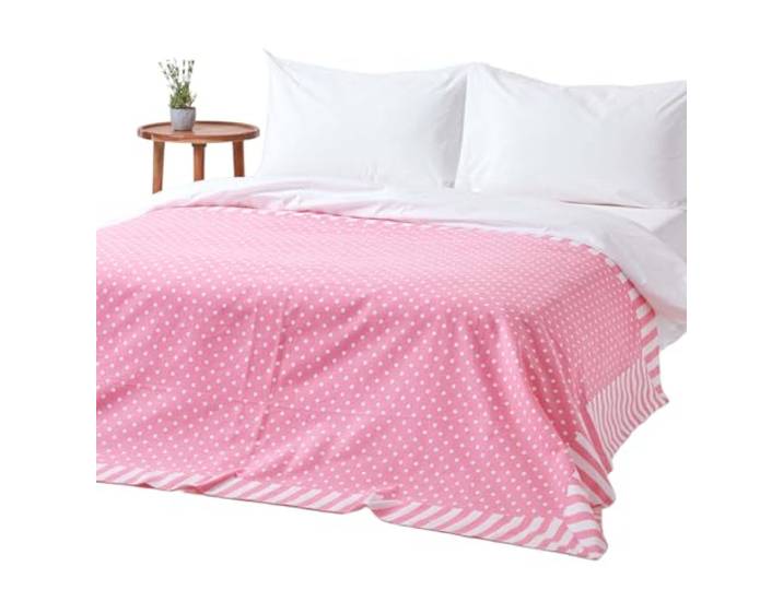 Homescapes Tagesdecke/Überwurf Hearts/Polka Dots/Sterne im Patchwork-Stil aus 100% Reiner Baumwolle – ideal als Krabbeldecke, Babydecke (150 x 200 cm, Rosa Dots)