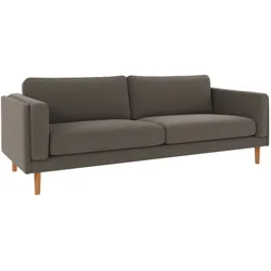 Sofa Braden 3-Sitzer, Eiche Massivholzbeine, klassisch gepolstert, Bezug Rita Mittelgrau