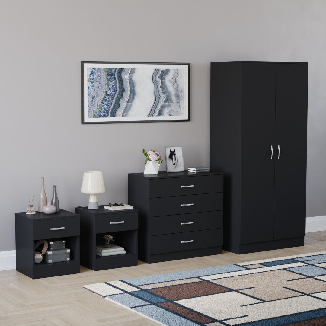 Hashtag Home Maybery 4 Piece Bedroom Set Black