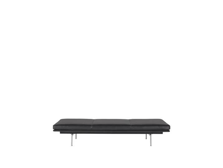 Muuto Outline Tagesbett Refine leather black-Aluminium