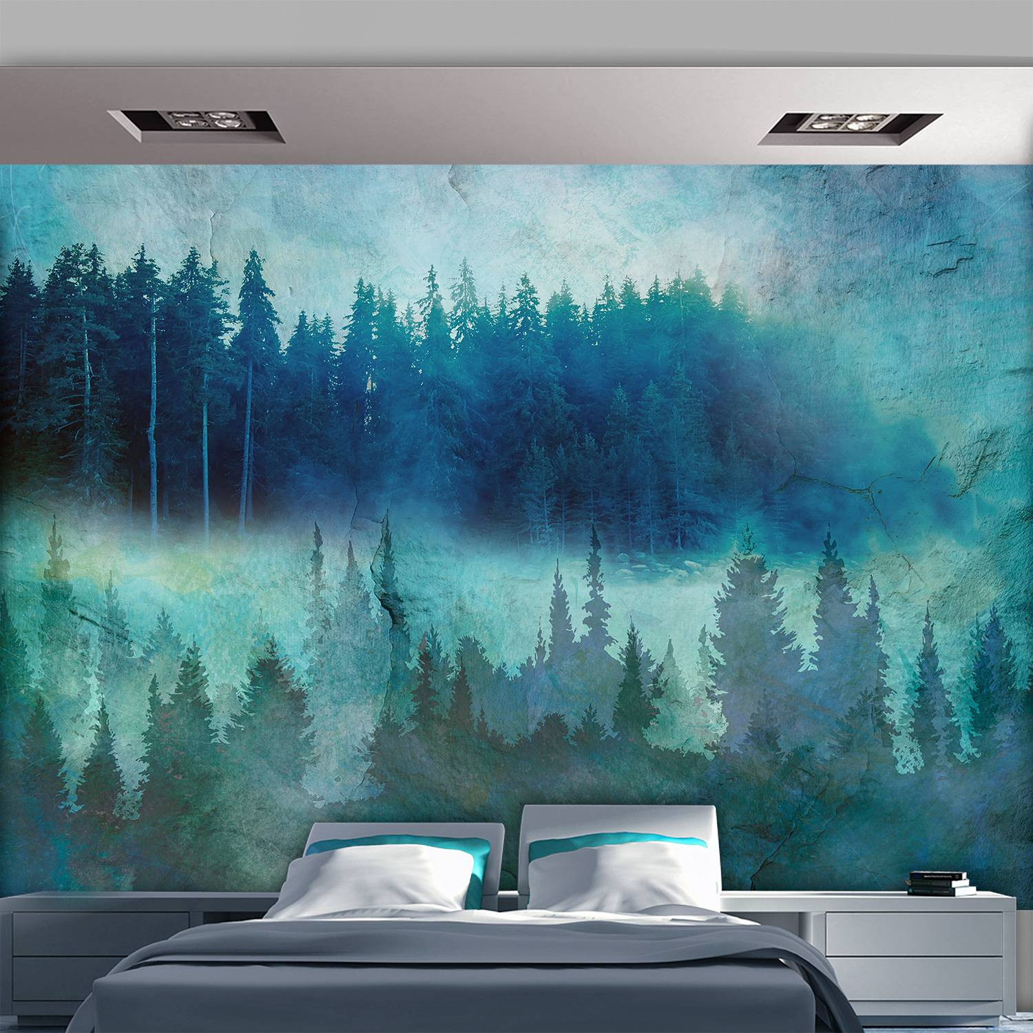 home24 Fotobehang Take a Rest Abstract Groen Blauw B: 300 cm, H: 210 cm