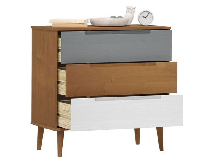 Bon plan  Buffet bahut commode salon - JILI HOT - Commode MOLDE Marron 80x40x80cm - Bois de pin solide Thome7674252