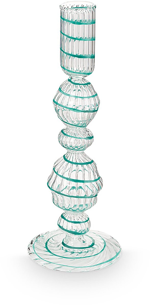 Pip Studio Glas Swirl Kandelaar - Lichtblauw - 22 cm