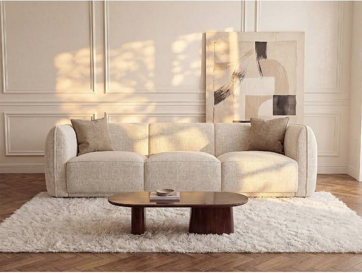 Sofa 3-Sitzer - Chenille-Stoff - Beige - JUNETI