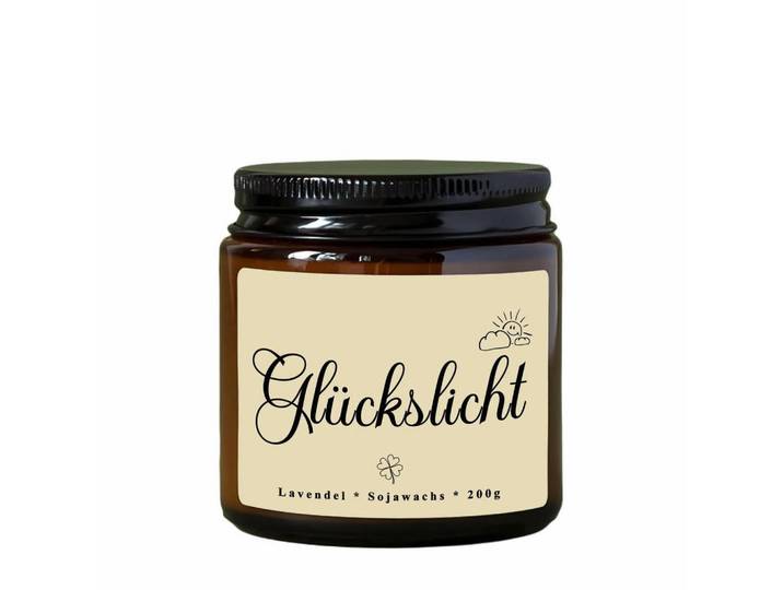 Duftkerze im Glas Lavendel Sojawachs 200g, Gelb, 6.5 cm, Dekoration, Kerzen & Kerzenhalter, Duftkerzen