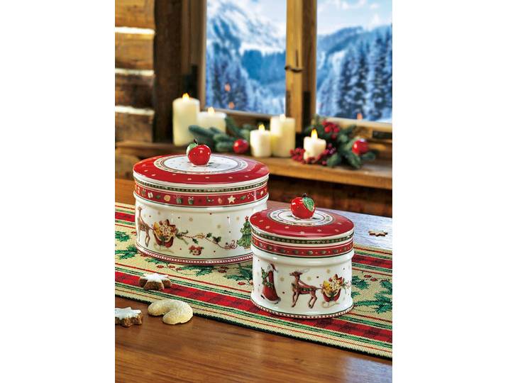 Villeroy & Boch Gebäckdose aus Porzellan, Rot/Grün, Gebäckdose, mittel