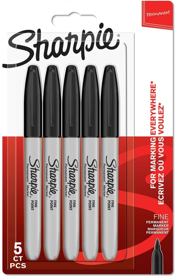 Sharpie Fine Tip Permanent Marker Black - Pack of 5