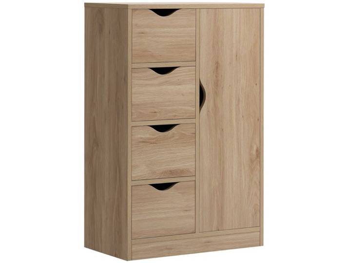 CollaHausse Meuble de Bain avec 4 Tiroirs et Placard 54x29x83 cm en Aggloméré