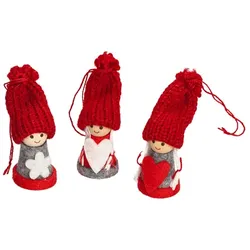 Figuren "Wichtel", rot-grau-weiß, 6 cm, 3 Stück