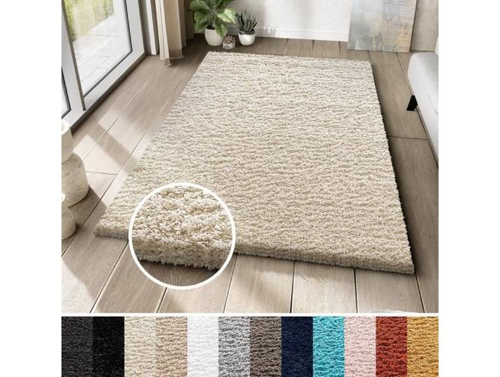 TAPISO Tapis Salon Shaggy Poil Long ESSENCE Beige Unicolore Polypropylène Intérieur 300x400