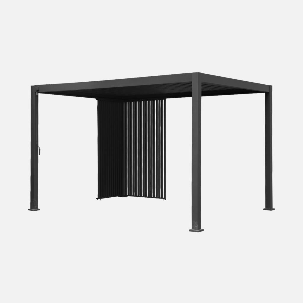 sweeek - Pergola mit Lamellendach Triomphe 3x4m + vertikale Lamellenwände 100 cm und 130 cm - Anthrazit