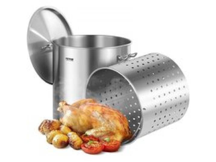 VEVOR Suppentopf Edelstahl, 79,5 L Kochtöpfe Großraumtopf, Kochgeschirr-Saucentopf mit Korb & Deckel & Griff, Suppentopf in Handelsqualität, Schleifbehandlung, zum Dämpfen Kochen oder Braten
