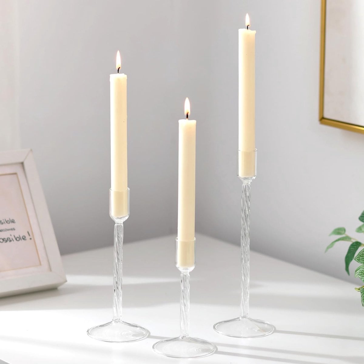 Merkloze set van 3 decoratieve glazen kaarsenhouders voor bruiloften