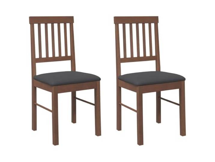 POUFGDR Essstühle, 2 Stück, Braun, Massivholz, Gummi Kissen im Lieferumfang enthalten, massives Gummibaumholz, ergonomische Rückenlehne, Esszimmer, Wohnzimmer, Alltag