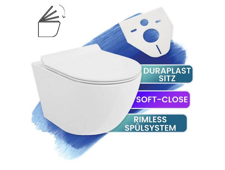 KOLMAN Tiefspül-WC WC-Toilette: Schüssel Weiß mit Klosettsitz Slim Soft-Close
