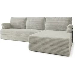 ECKSOFA ANKO modulares Boneless Sofa mit Schlaffunktion Hellgrau Cordstoff
