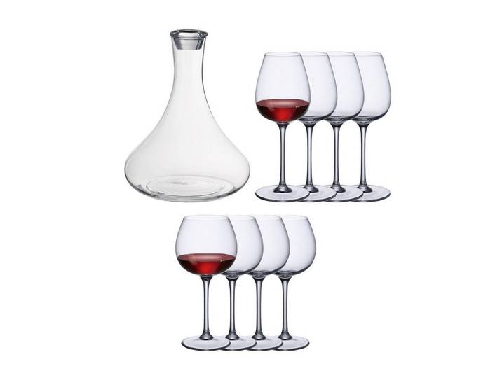 Villeroy & Boch Gläser-Set PURISMO WINE Rotweingläser + Karaffe 9er Set, 9-tlg., Glas