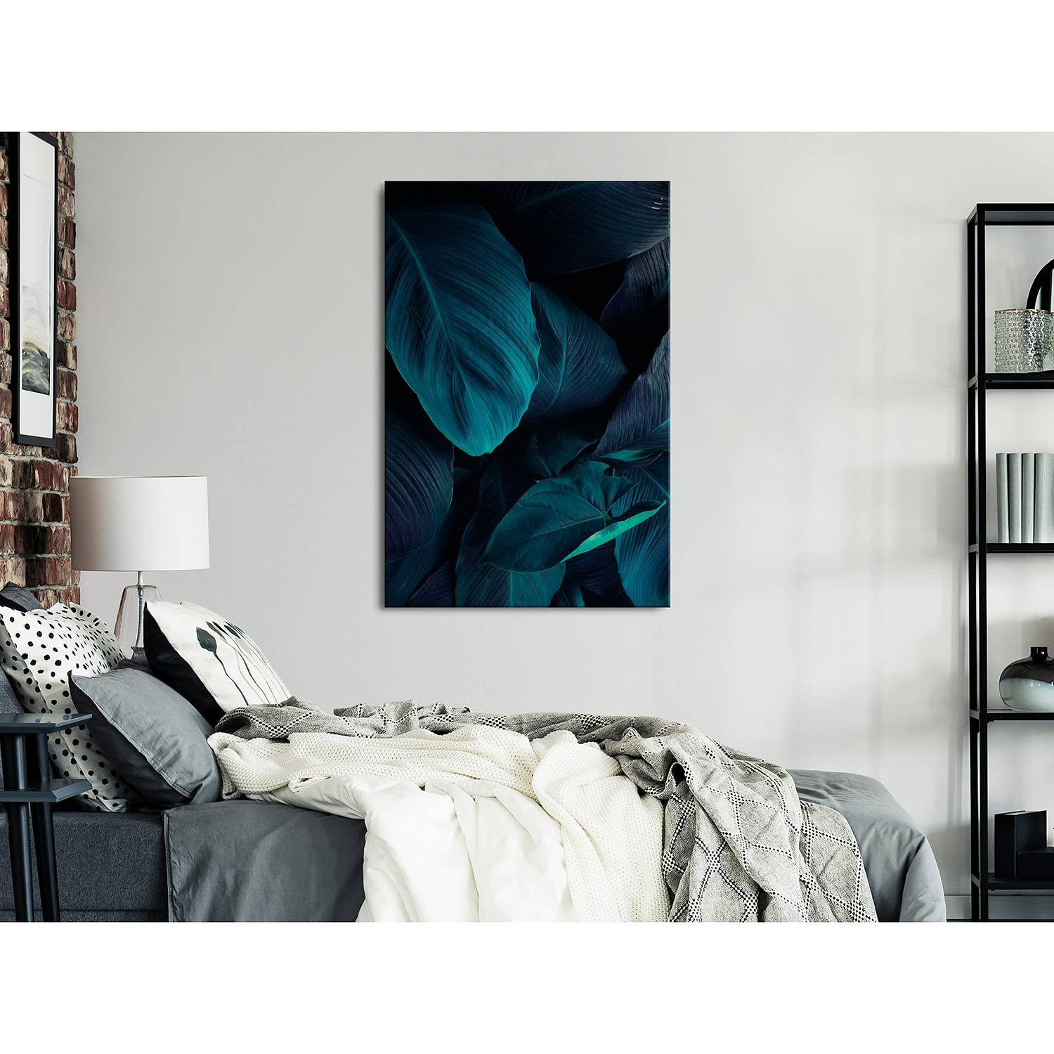 home24 Afbeelding Night in the Jungle linnen groen 60 x 40 cm