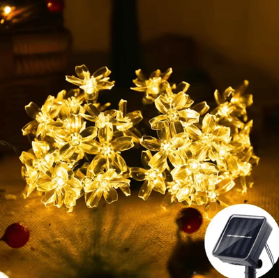 Inspire Picks Solar Sakura Cherry Blossom String Lights 5M Fairy Lights For Garden & Wedding Decor warm 5m 20leds