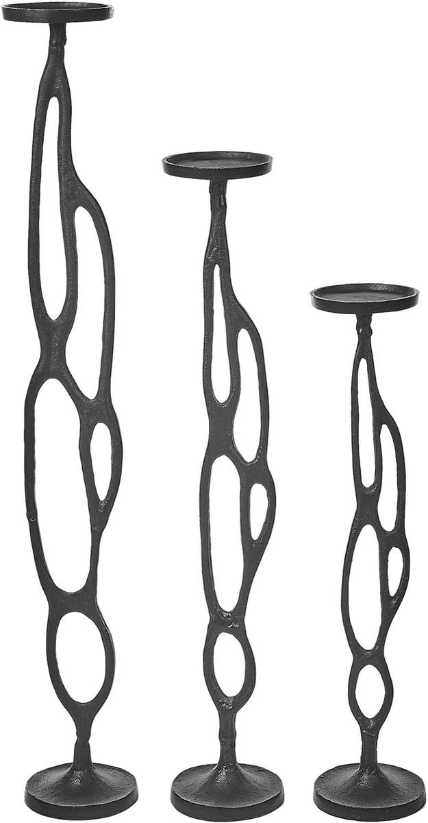 Beliani BUNI Kandelaar set van 3 - Zwart - Aluminium